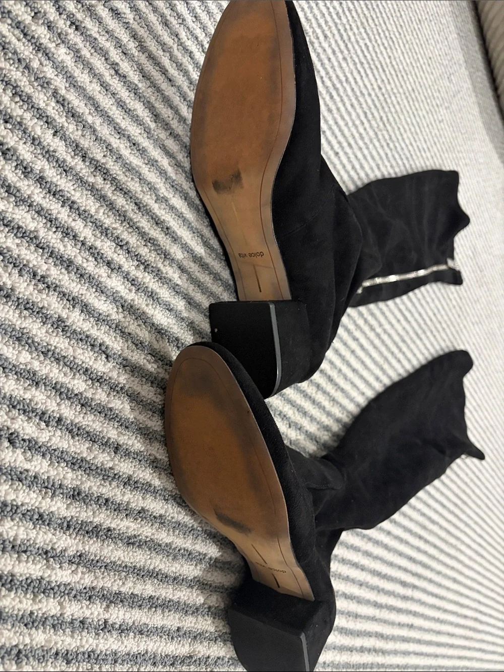 Dolce Vita Black Suede Over-the-Knee Block Heel Boots
